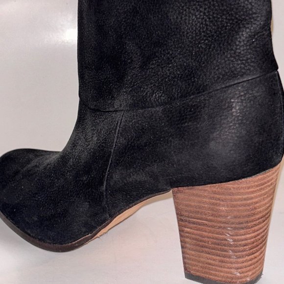 Cole Haan Black Cassidy Suede Leather Boots Size 11 Stacked Wooden Heel Nike Air - Picture 9 of 13
